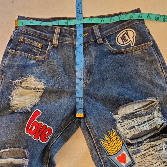 NWT Sadie & Sage Anthropologie Brand Distressed Patch Jeans S8ze Small - Picture 7 of 12